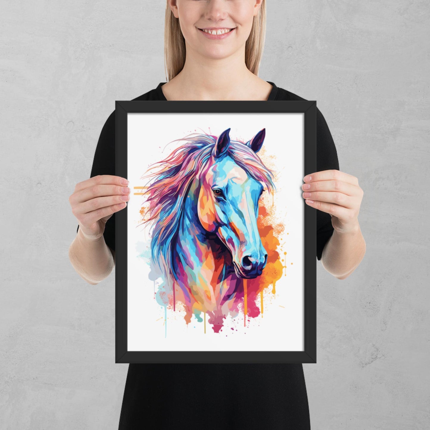 Rainbow Paint Horse Framed Poster