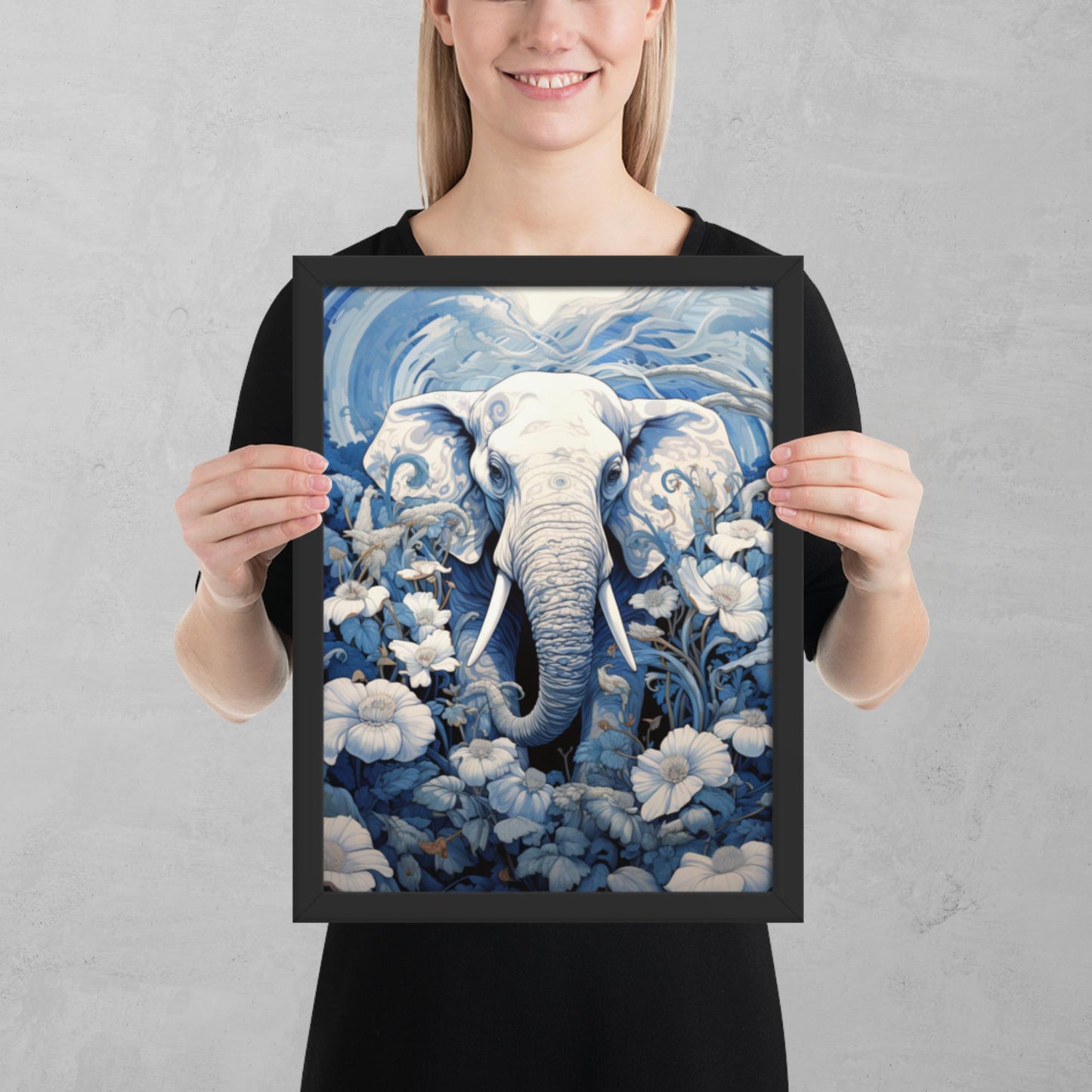 Ukiyo-e Elephant Framed Poster