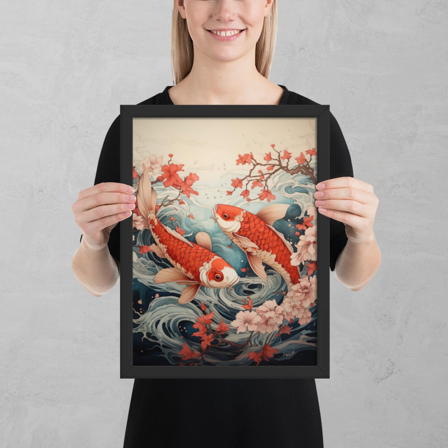 Ukiyo-e Koi Fish Framed Poster