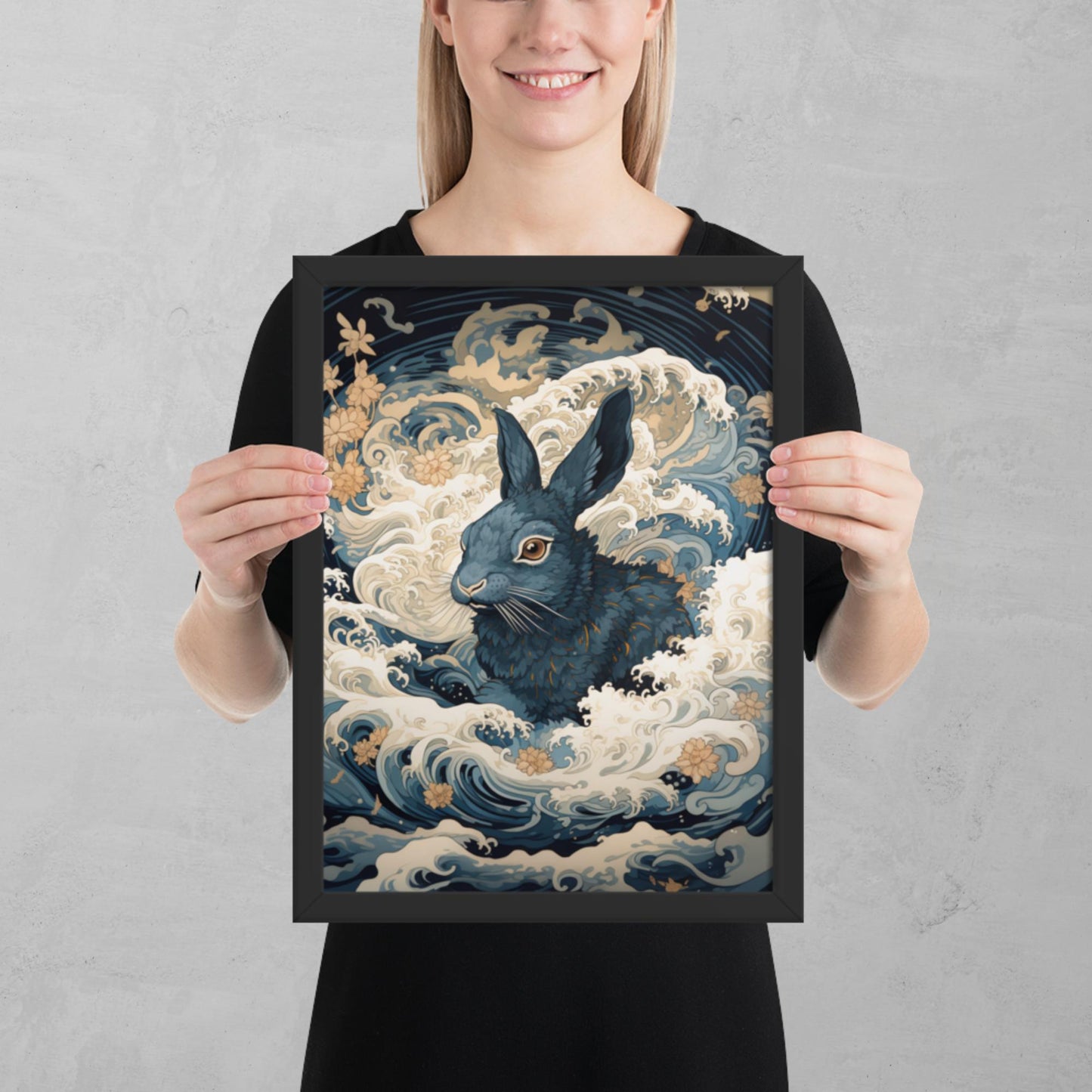 Ukiyo-e Rabbit Framed Poster