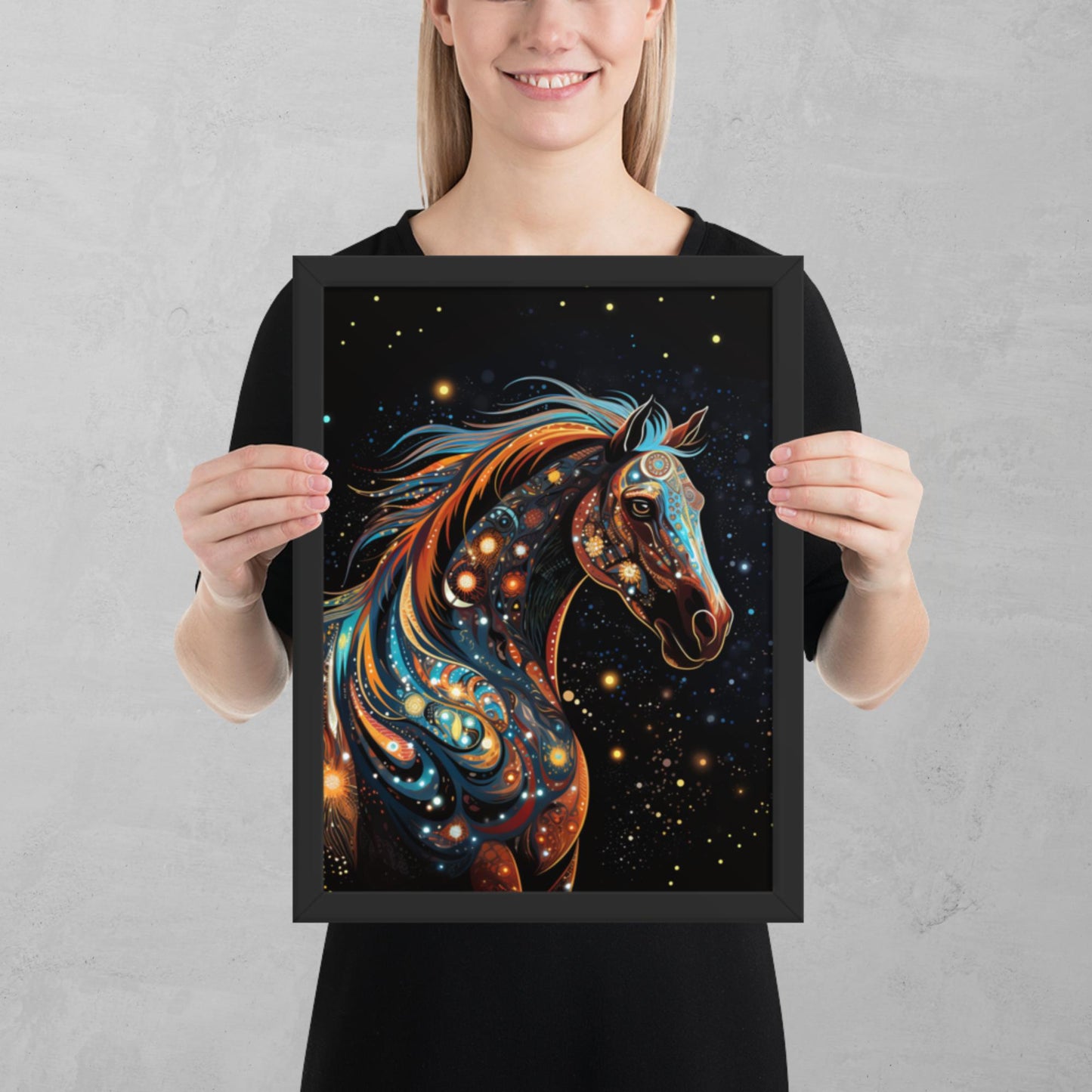 Dot Art Horse Framed Poster