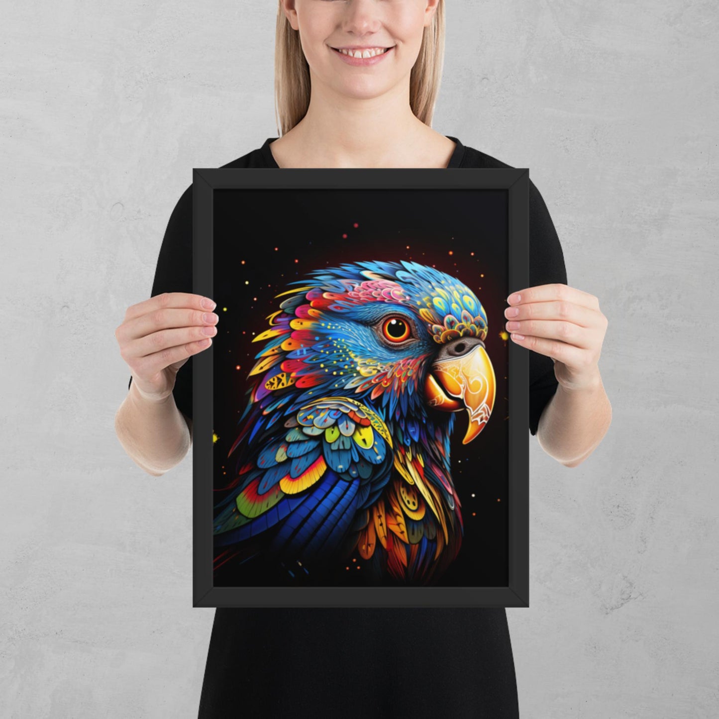 Dot Art Parrot Framed Poster