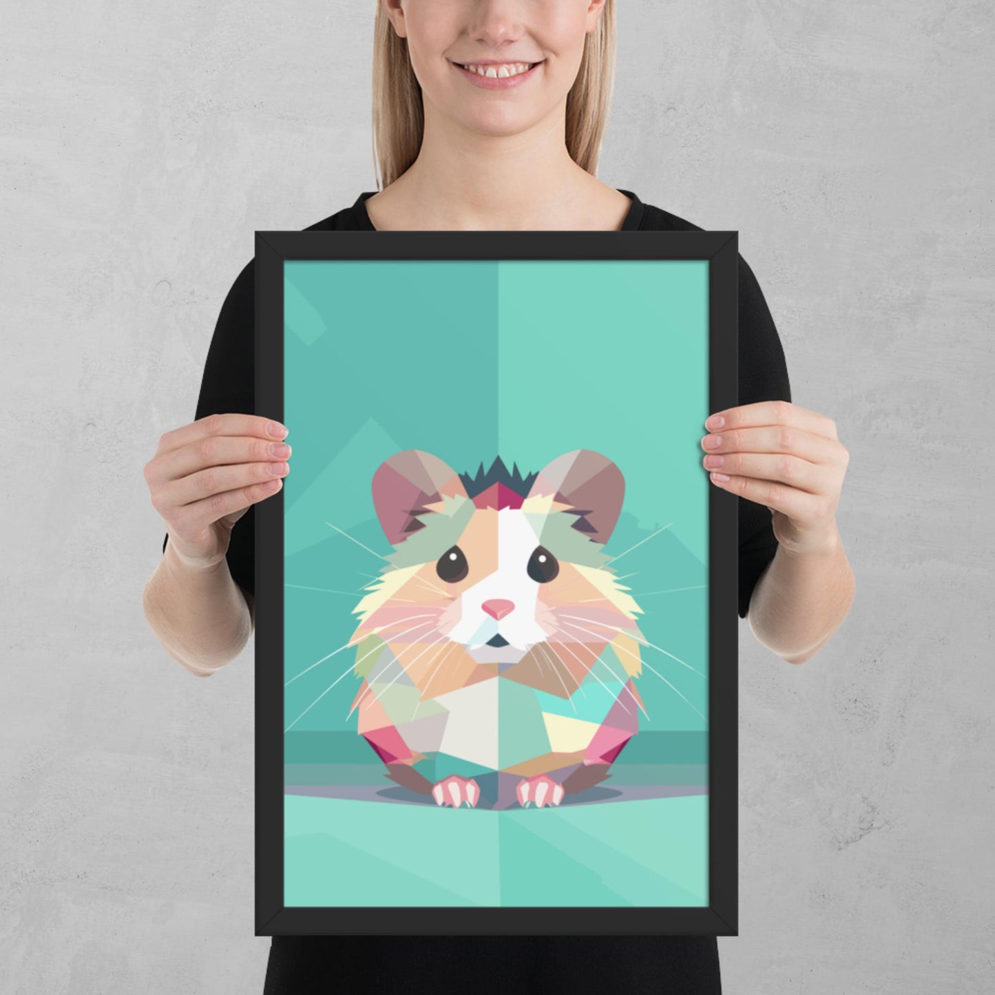 Green and Pink Hamster Framed Poster