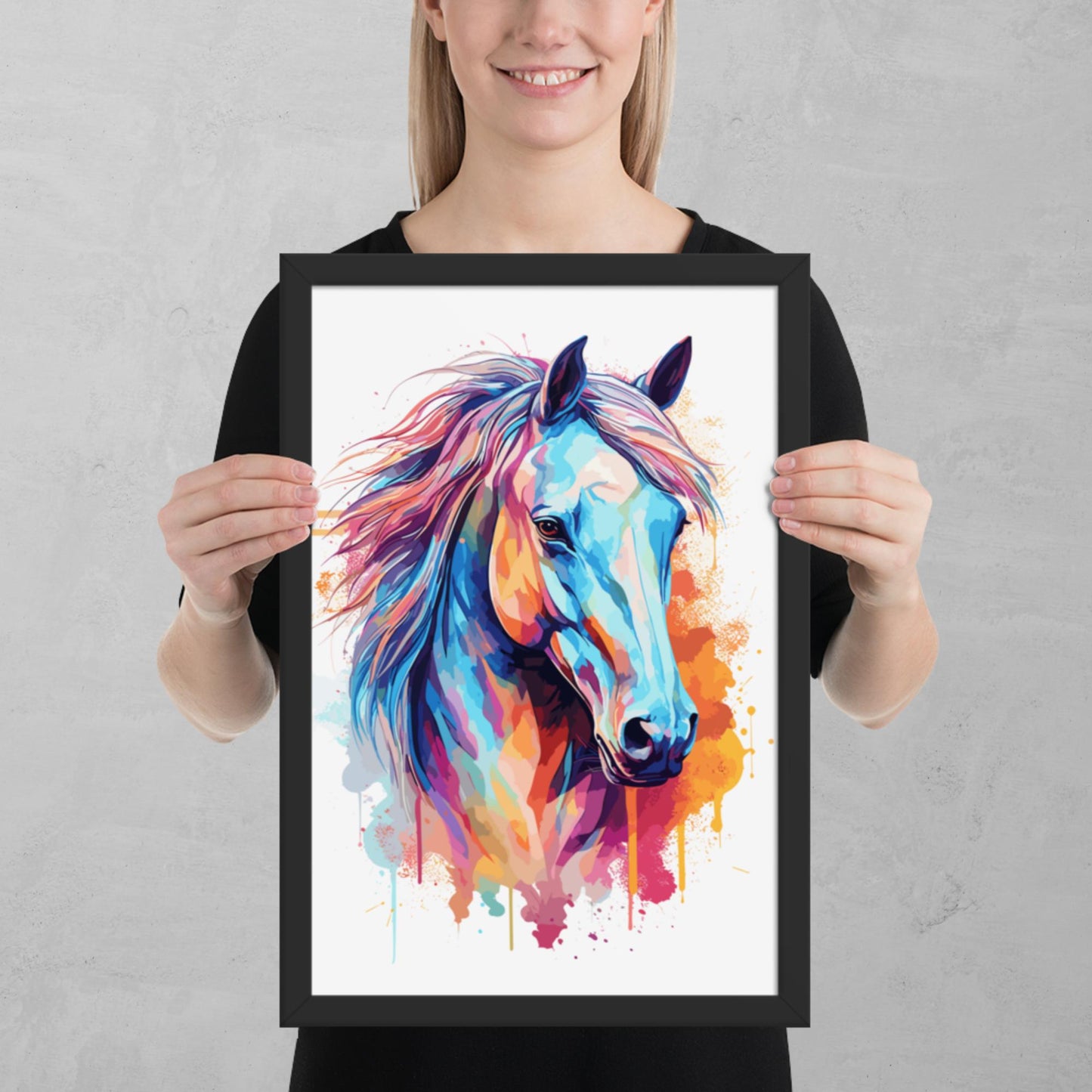 Rainbow Paint Horse Framed Poster