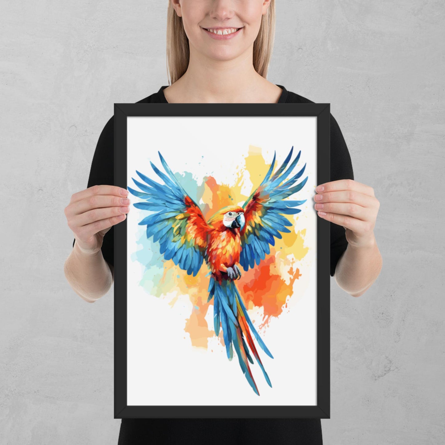 Rainbow Paint Parrot Framed Poster