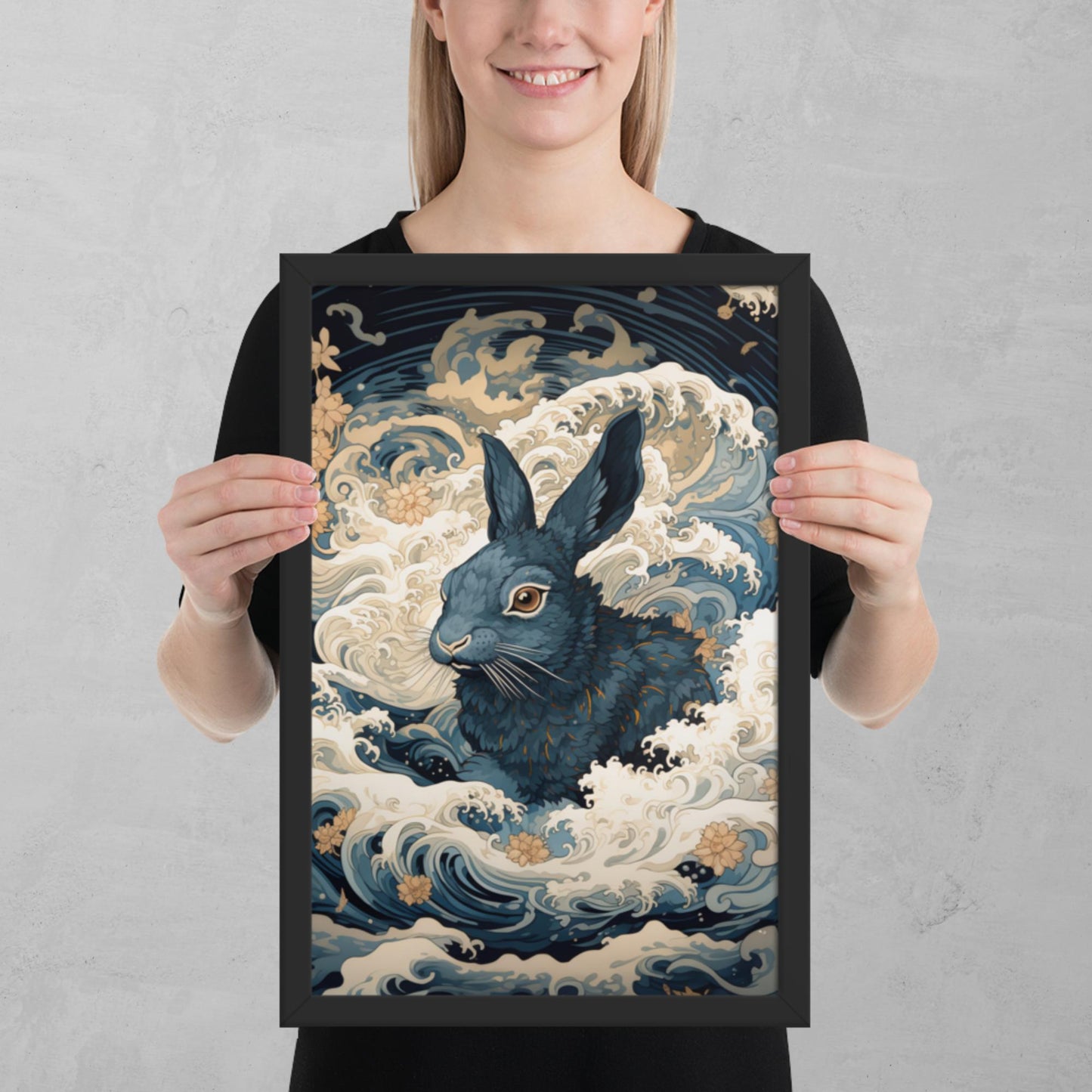 Ukiyo-e Rabbit Framed Poster