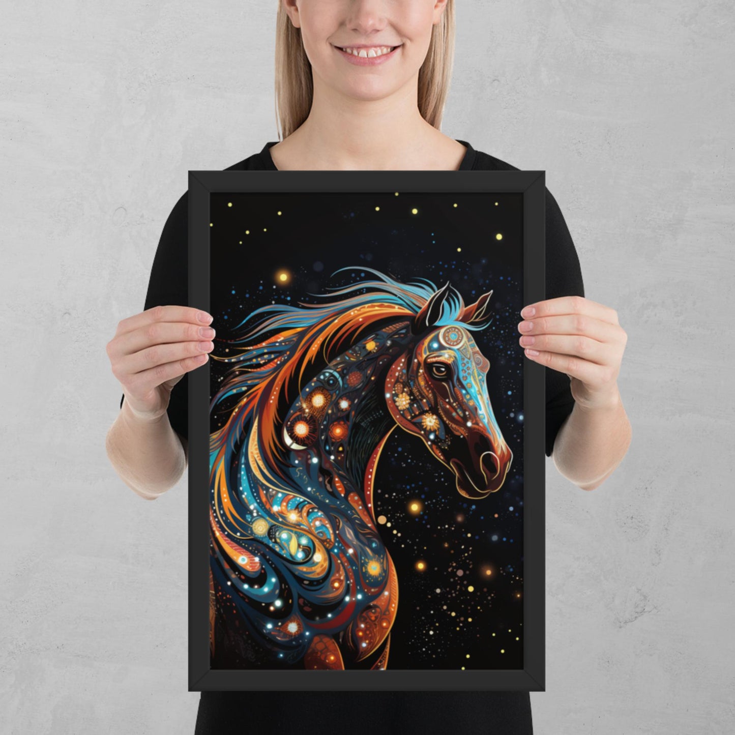 Dot Art Horse Framed Poster