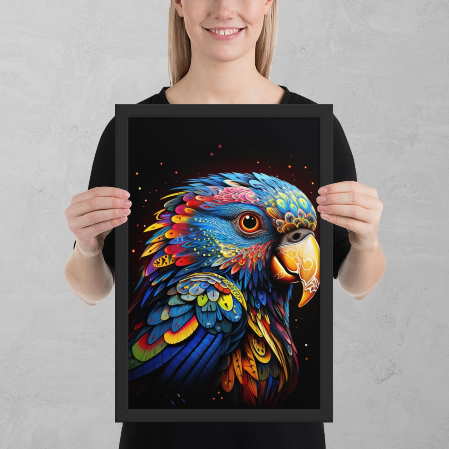 Dot Art Parrot Framed Poster