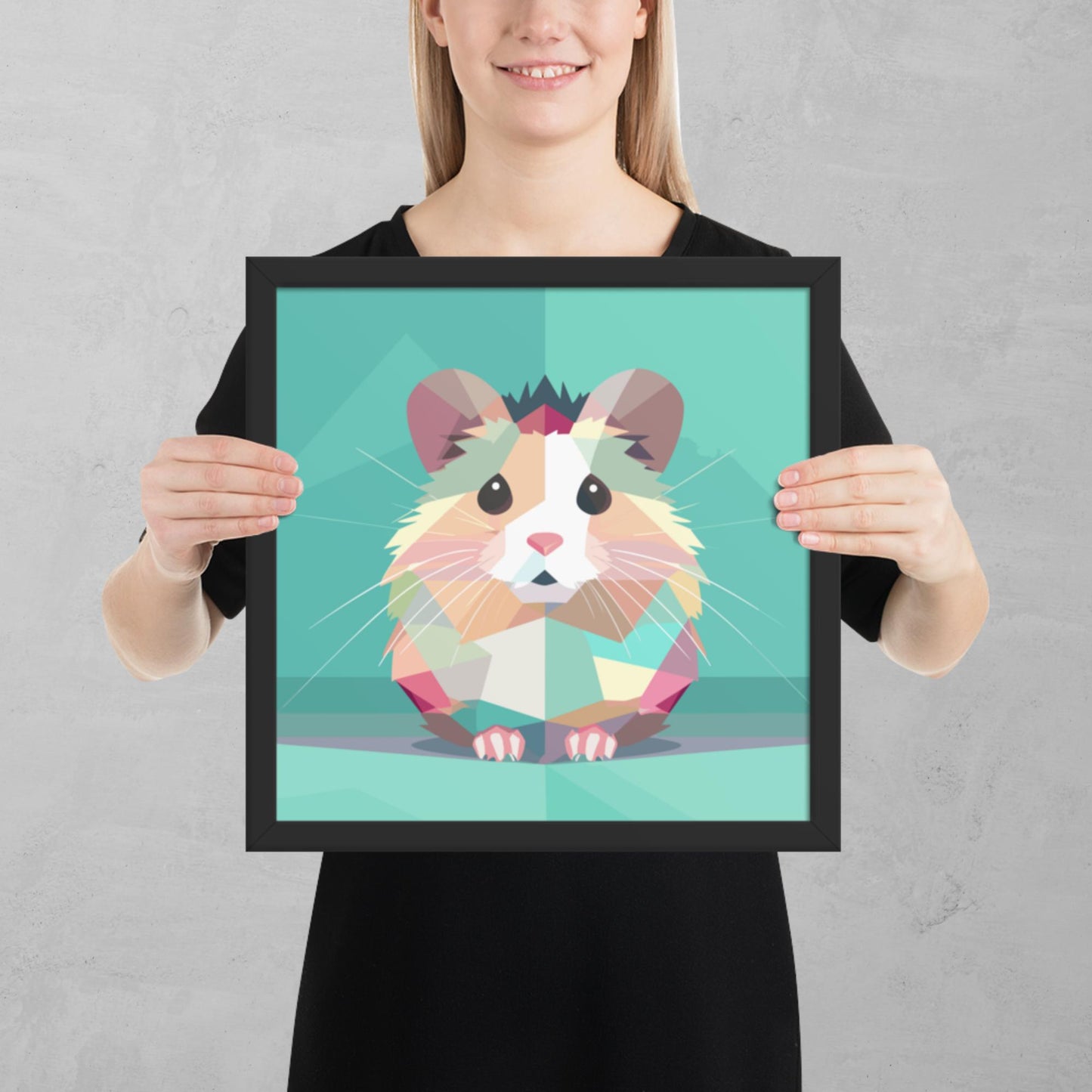 Green and Pink Hamster Framed Poster