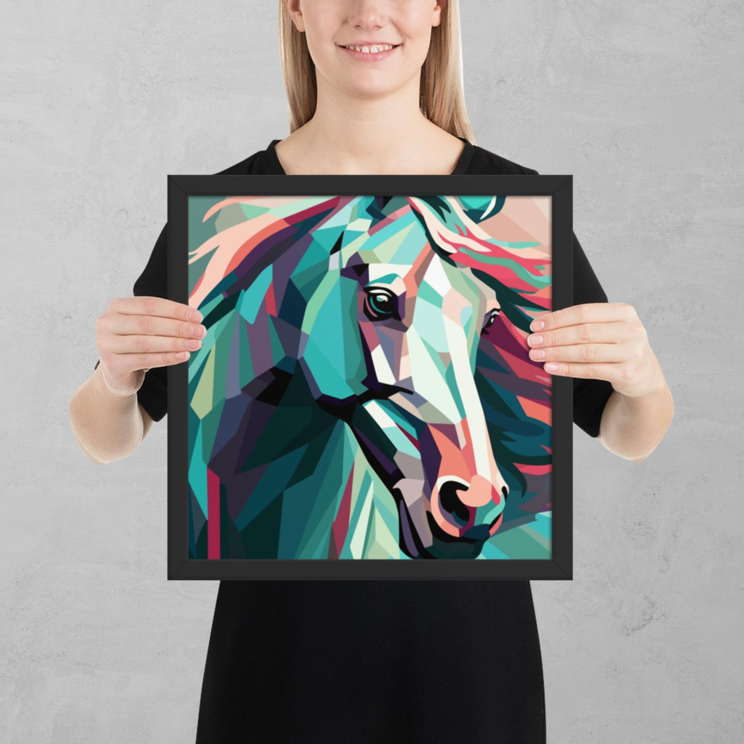 Green and Pink Horse Framed Poster