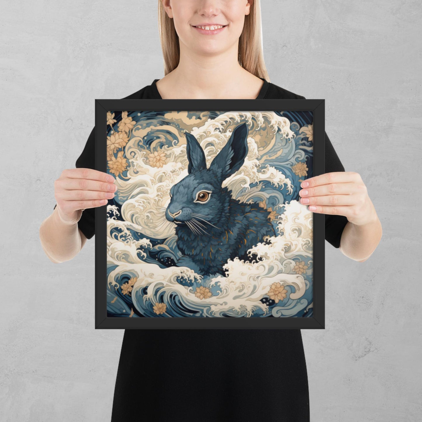 Ukiyo-e Rabbit Framed Poster