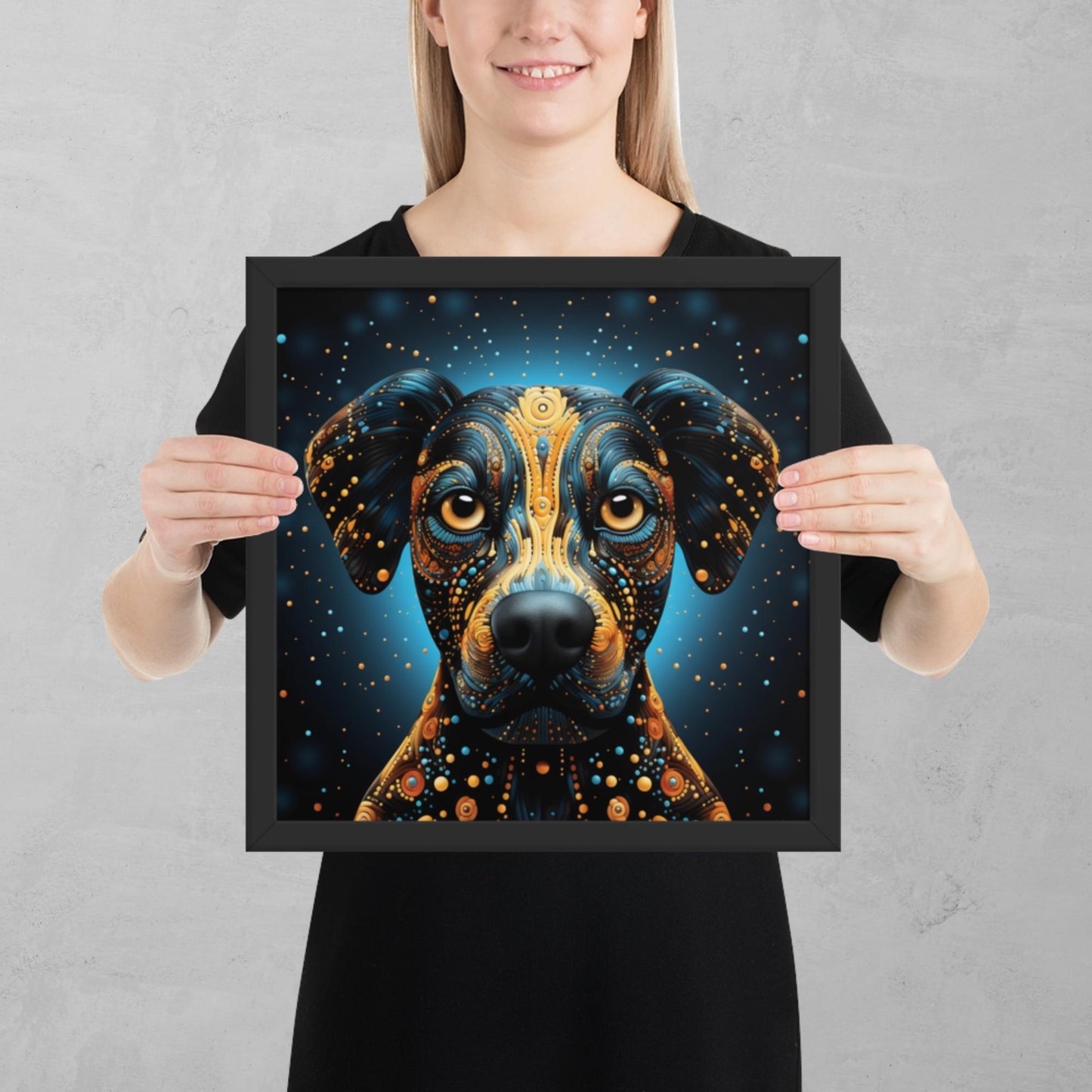 Dot Art Dog Framed Poster