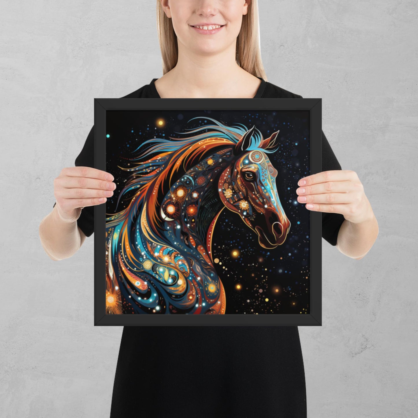 Dot Art Horse Framed Poster