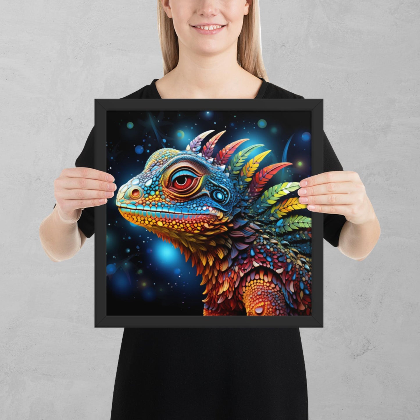 Dot Art Iguana Framed Poster