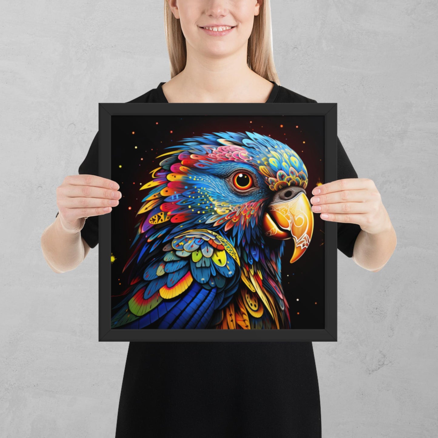 Dot Art Parrot Framed Poster