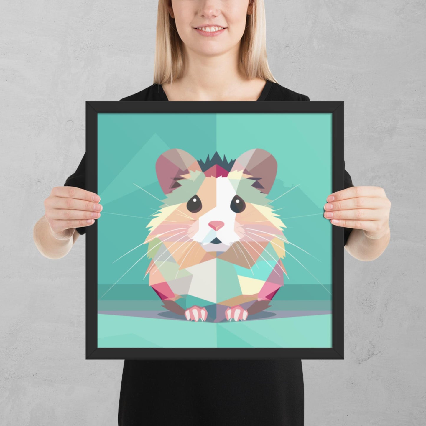 Green and Pink Hamster Framed Poster