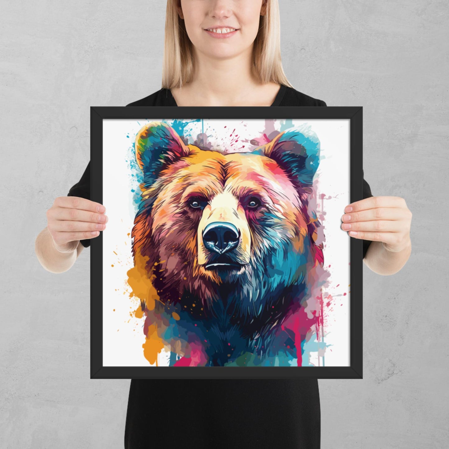 Rainbow Paint Bear Framed Poster