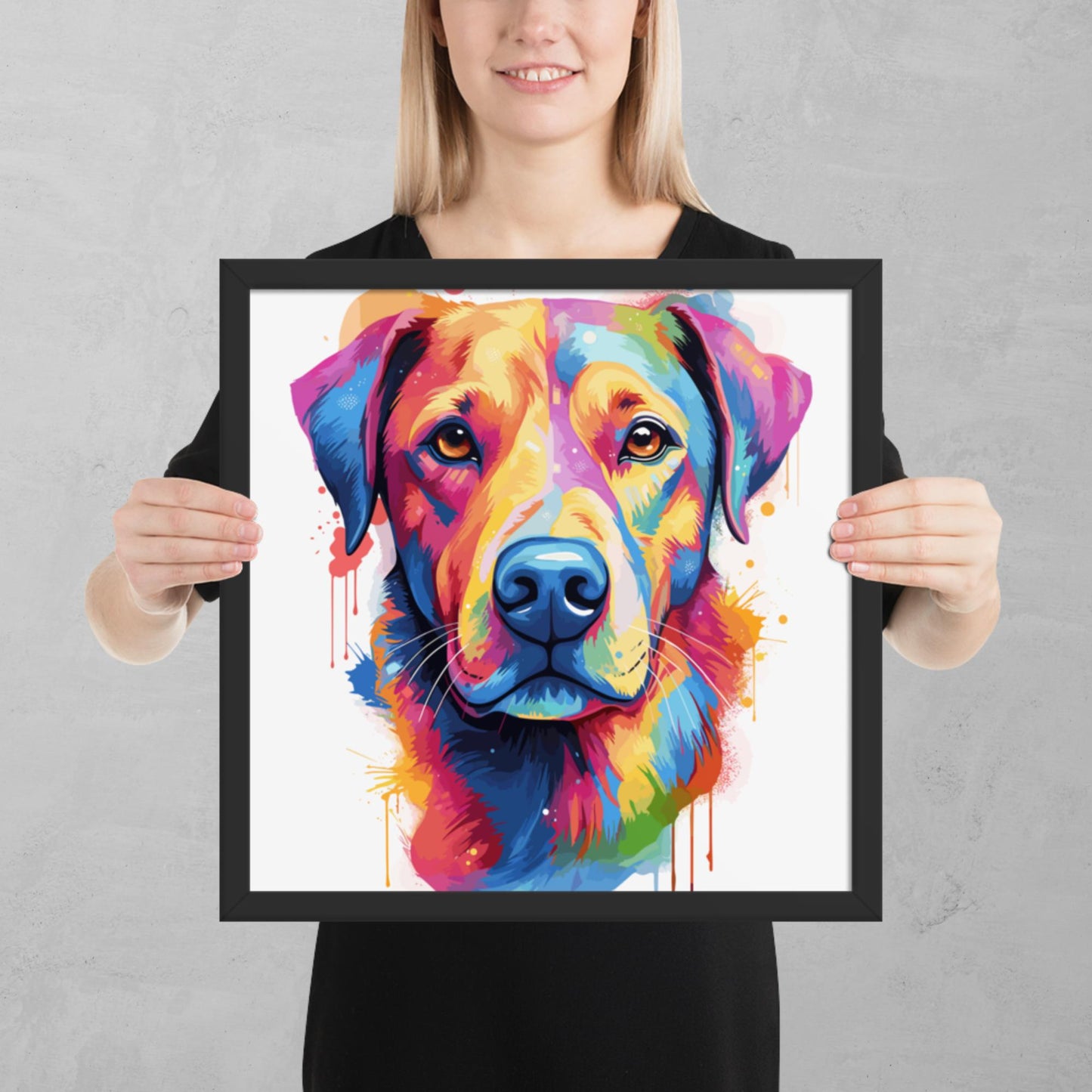 Rainbow Paint Dog Framed Poster