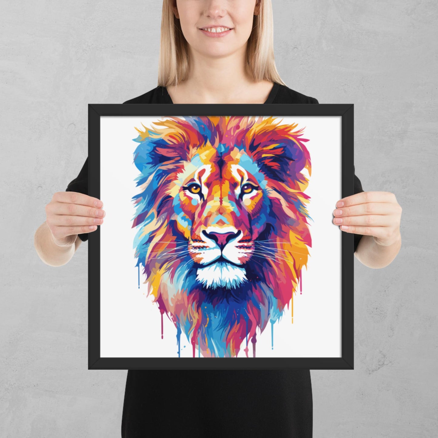 Rainbow Paint Lion Framed Poster