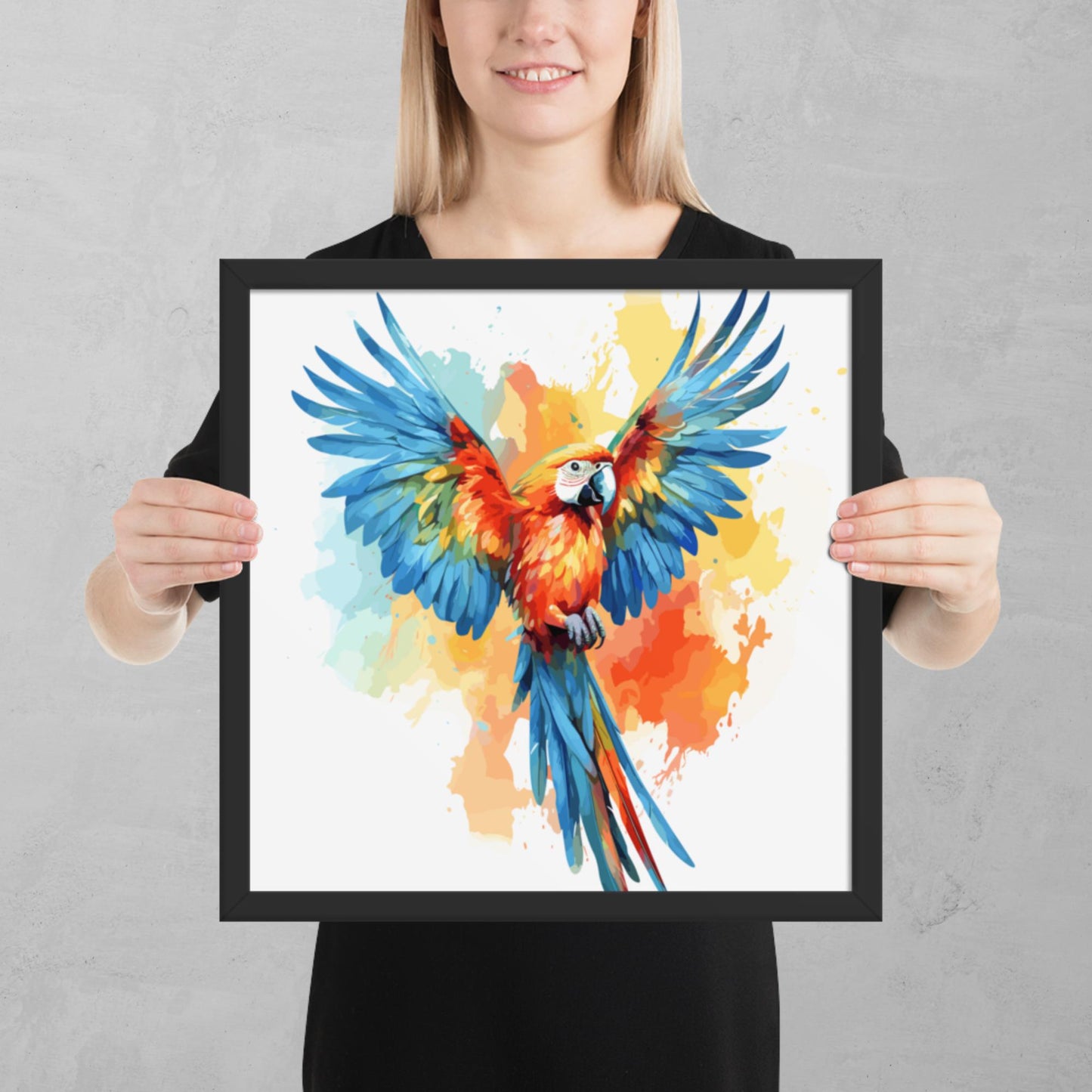 Rainbow Paint Parrot Framed Poster