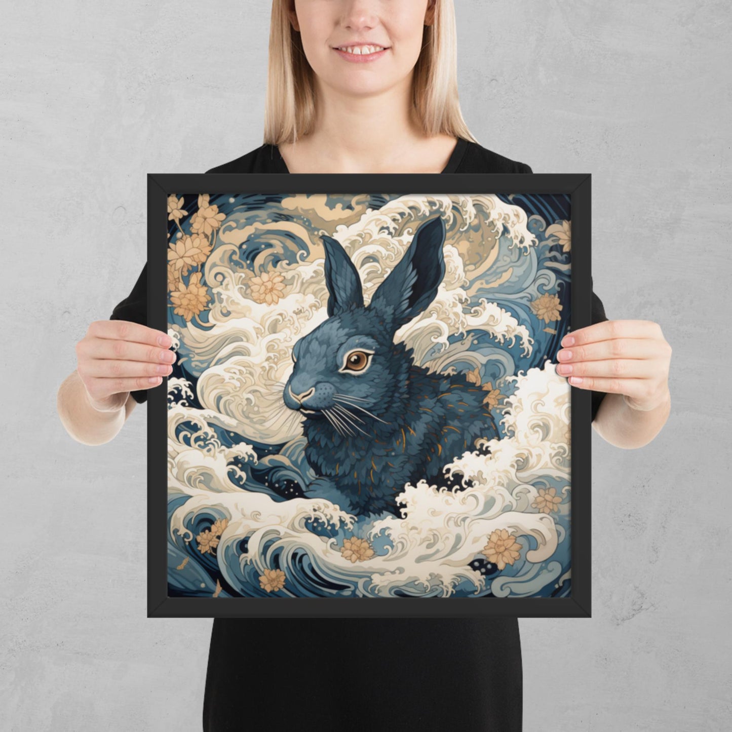 Ukiyo-e Rabbit Framed Poster