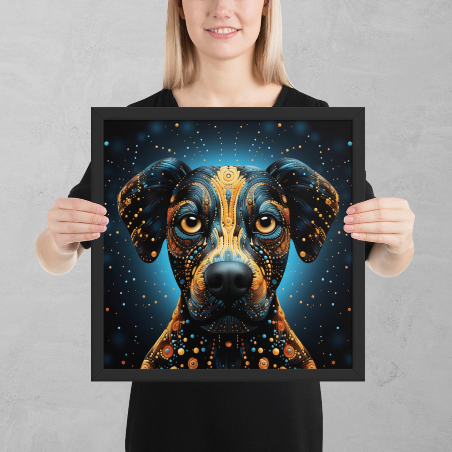 Dot Art Dog Framed Poster