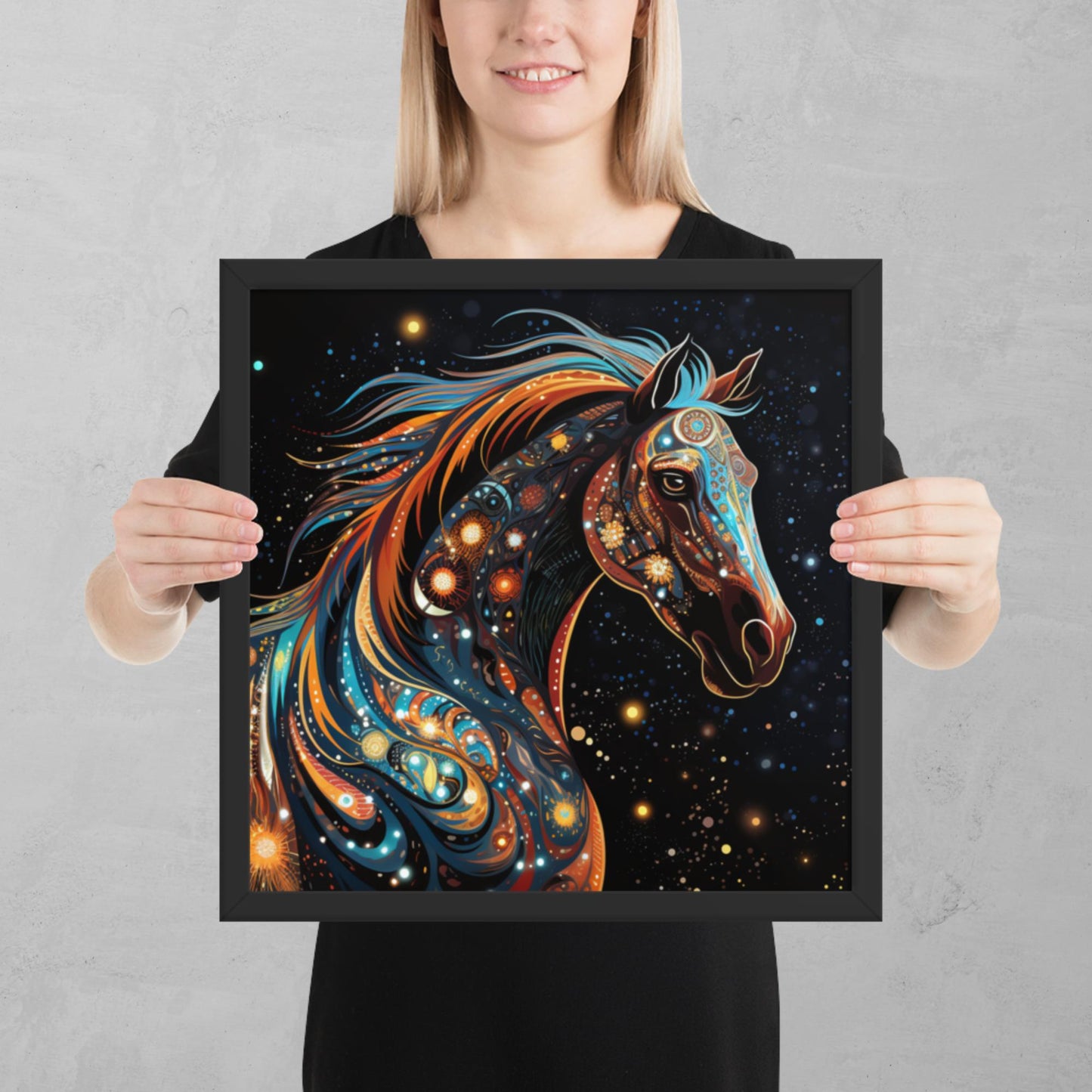 Dot Art Horse Framed Poster