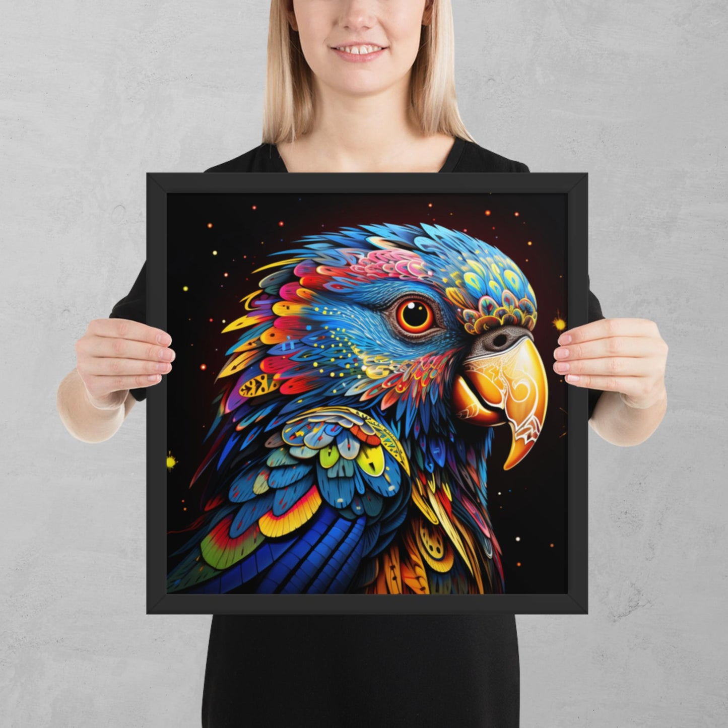 Dot Art Parrot Framed Poster