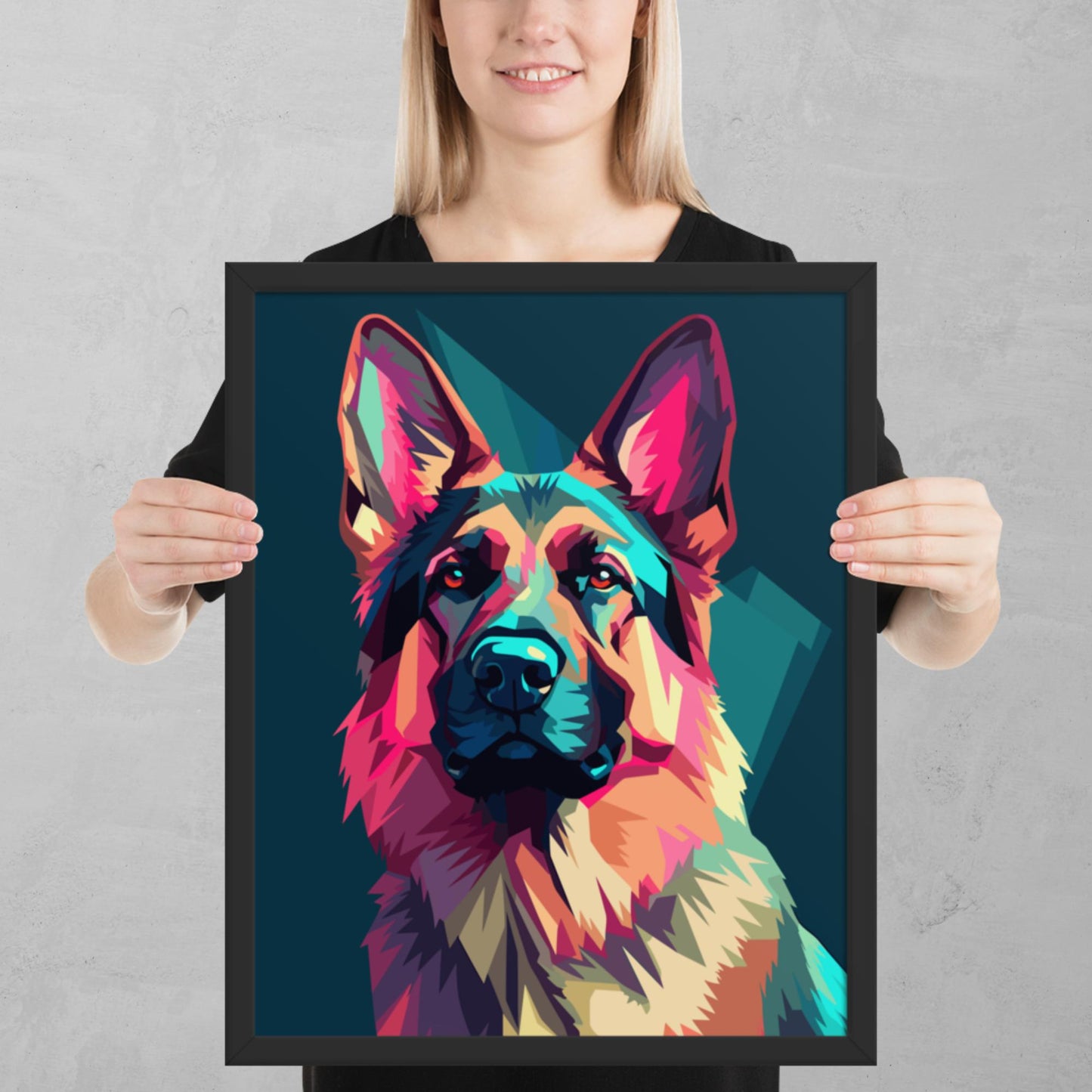 Green and Pink Dog Framed Poster