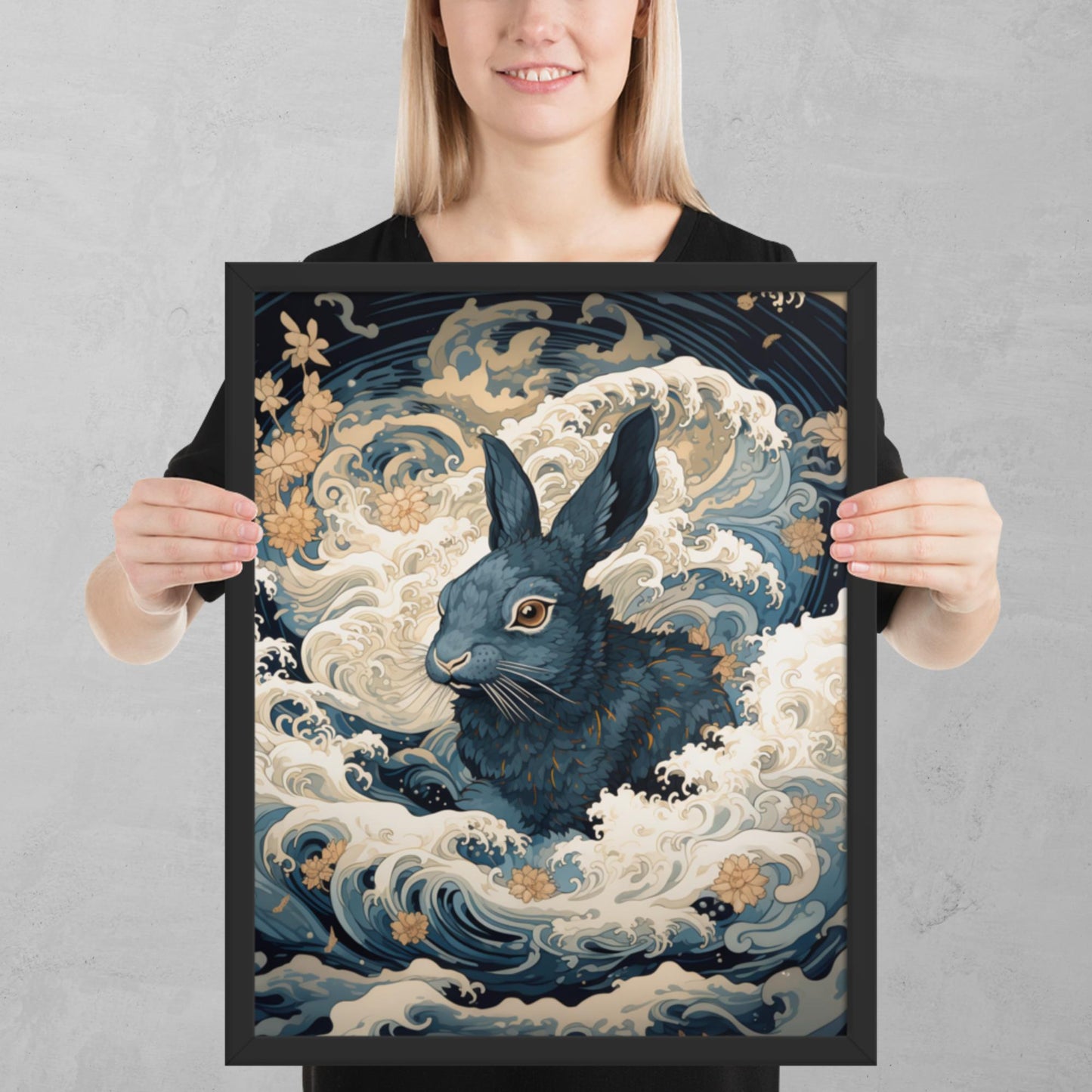 Ukiyo-e Rabbit Framed Poster