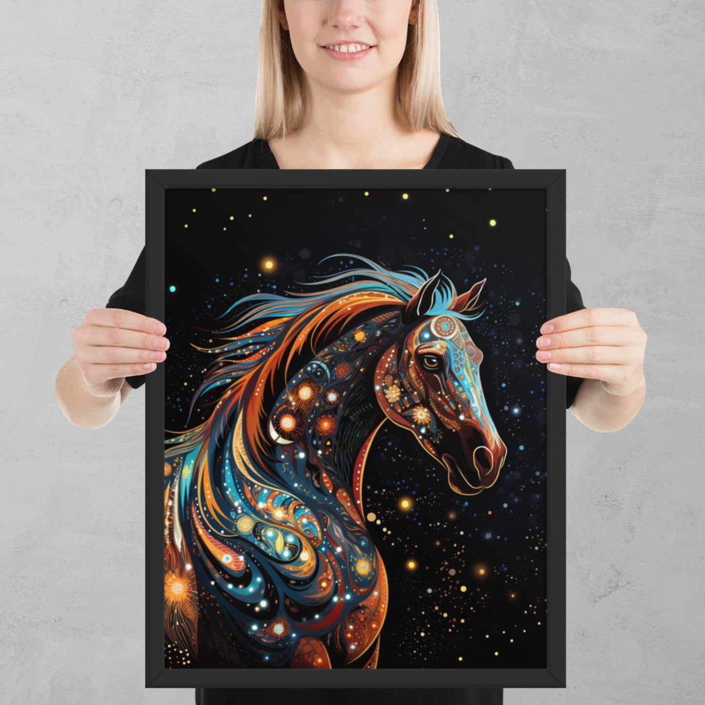 Dot Art Horse Framed Poster