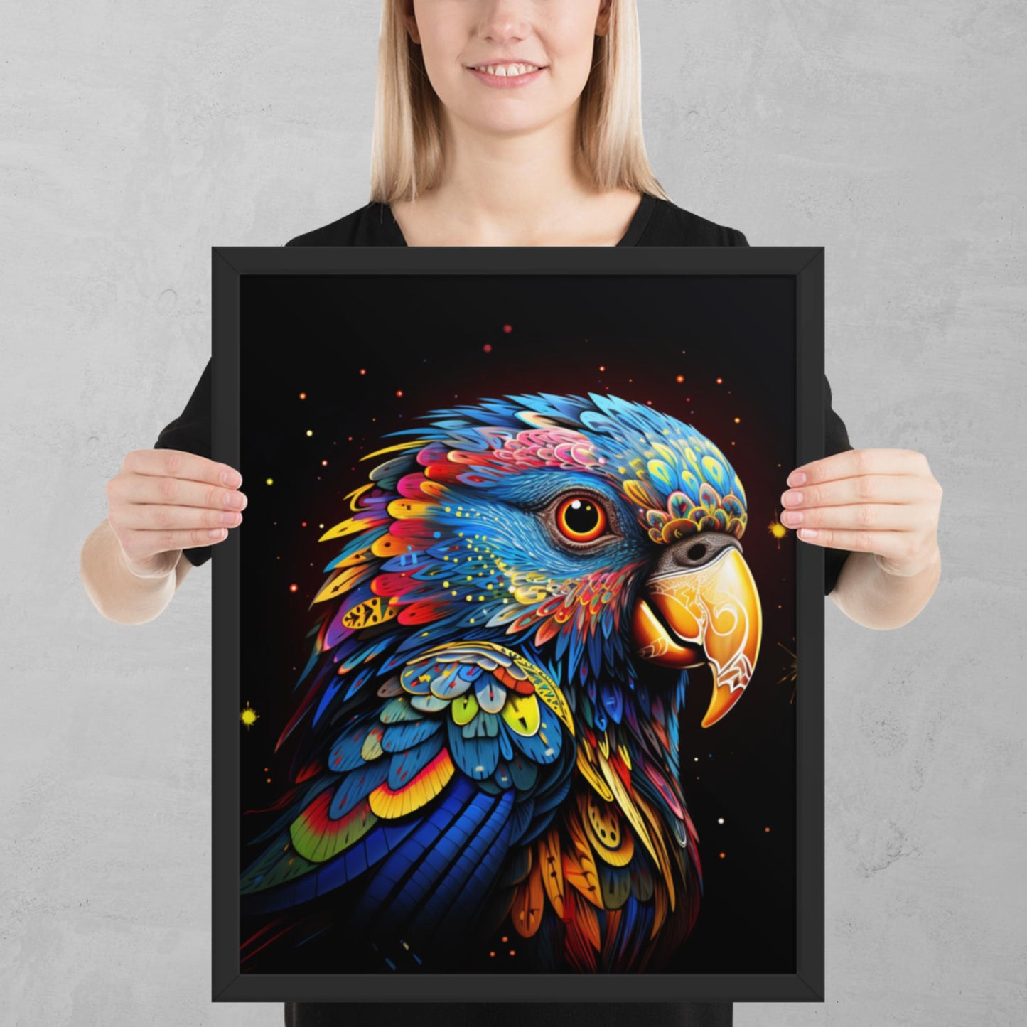 Dot Art Parrot Framed Poster