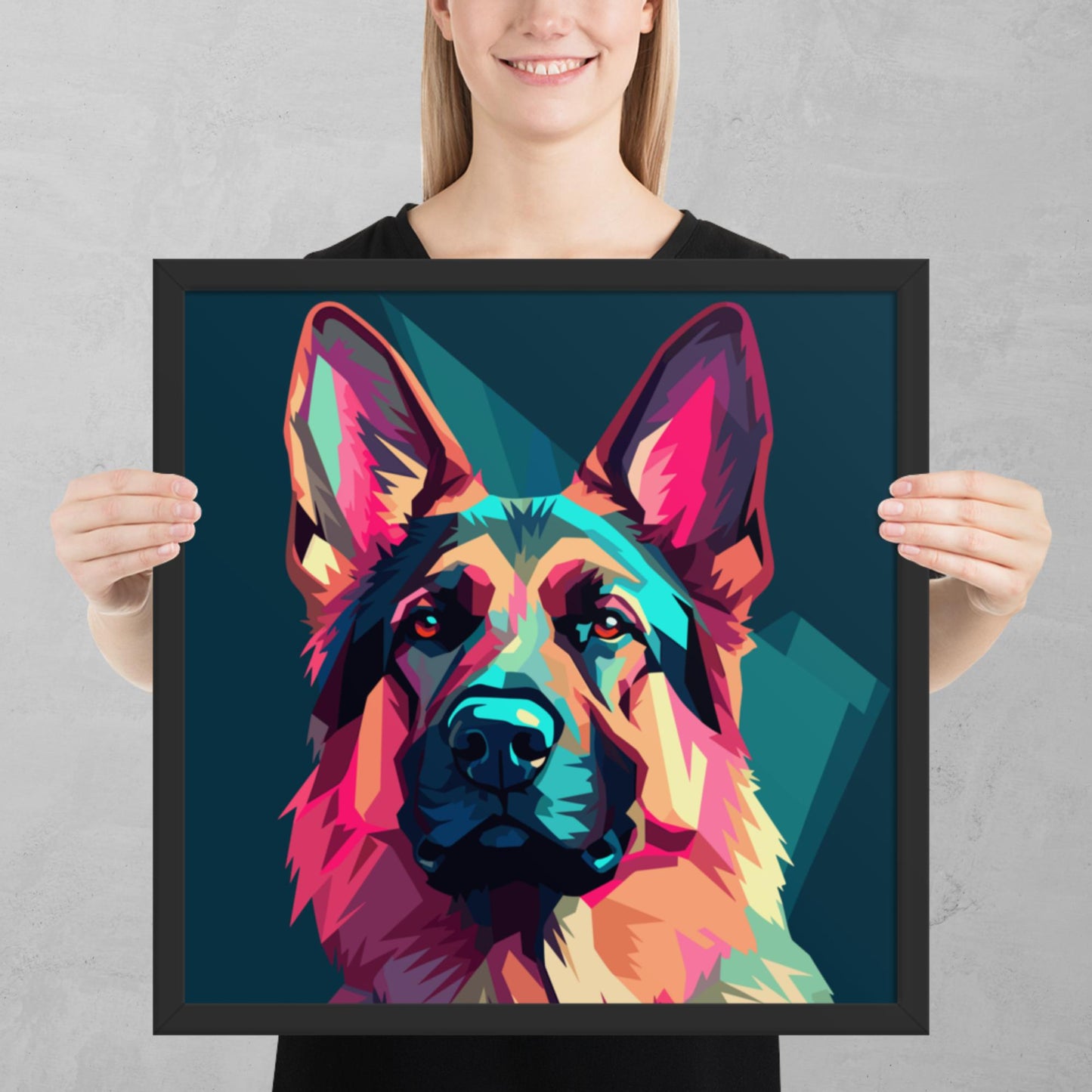 Green and Pink Dog Framed Poster