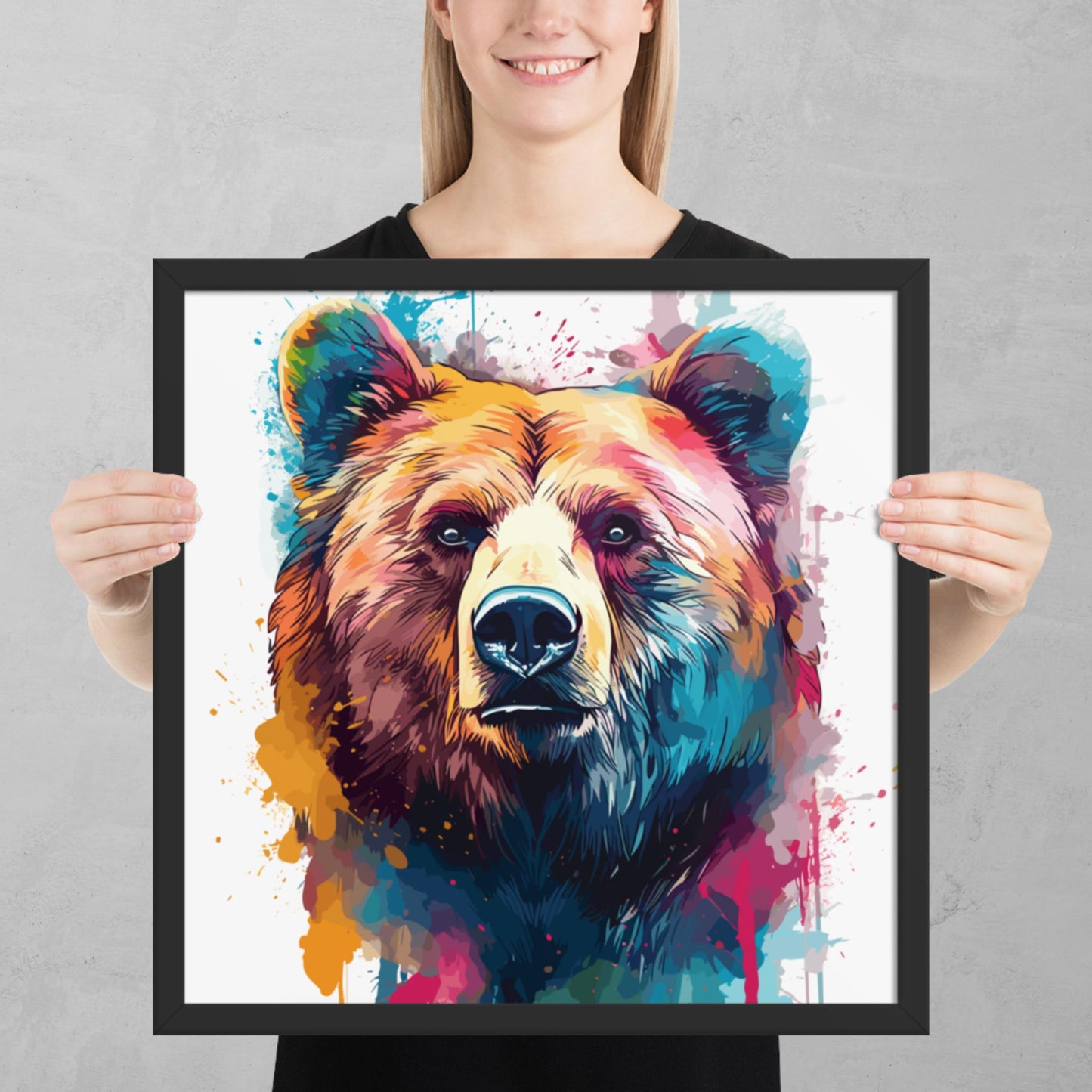 Rainbow Paint Bear Framed Poster