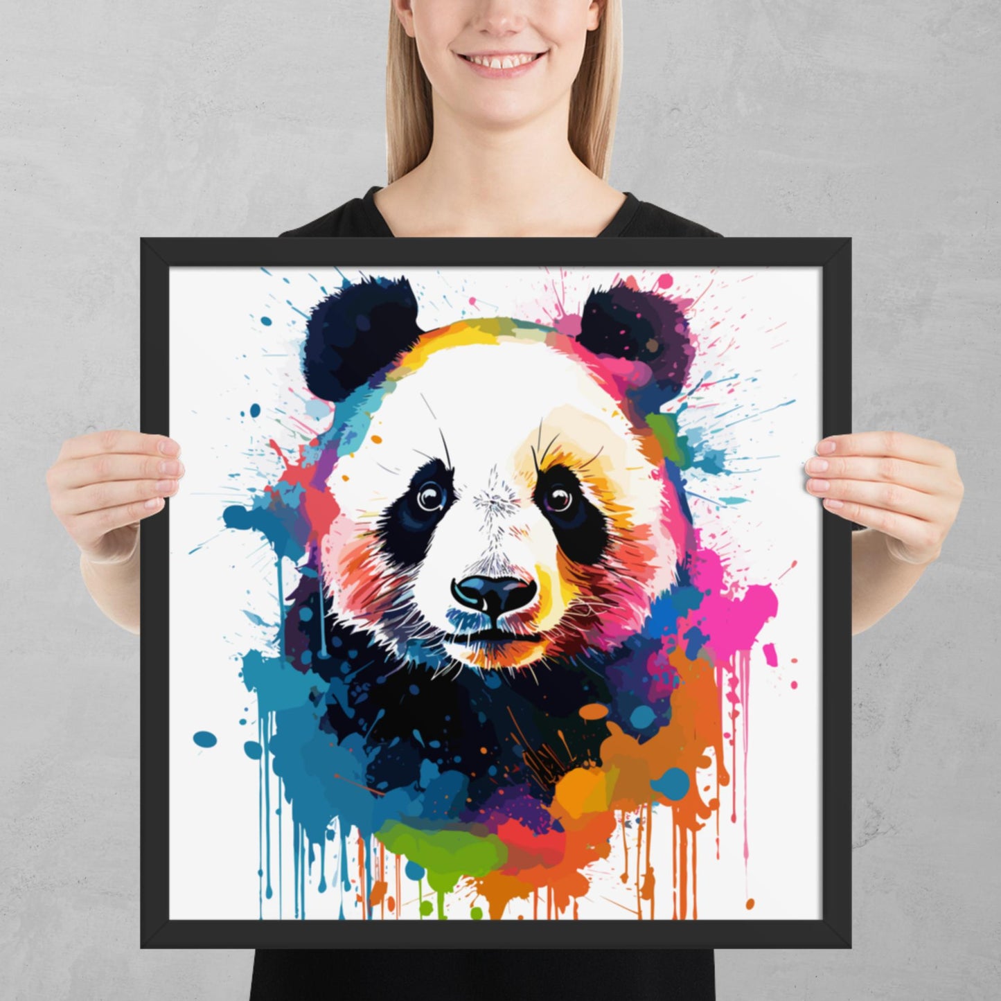 Rainbow Paint Panda Framed Poster