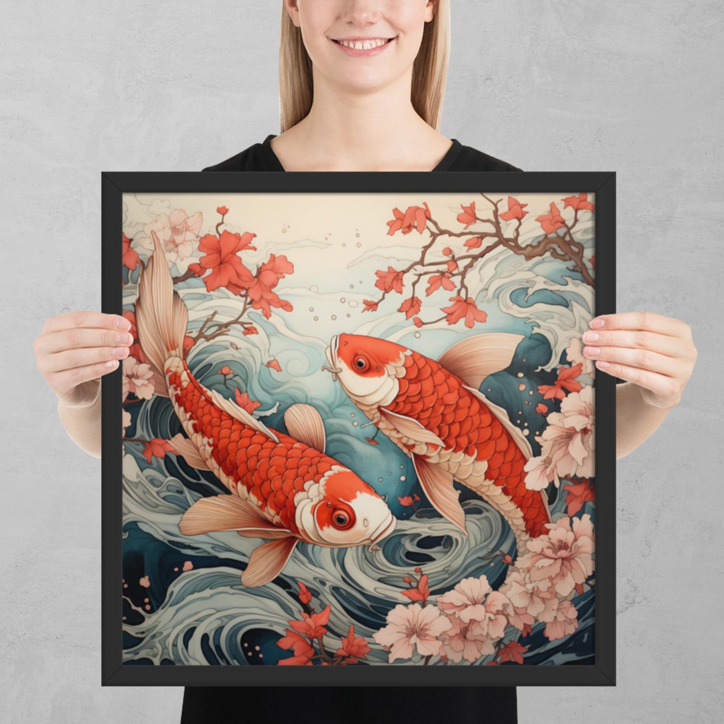 Ukiyo-e Koi Fish Framed Poster