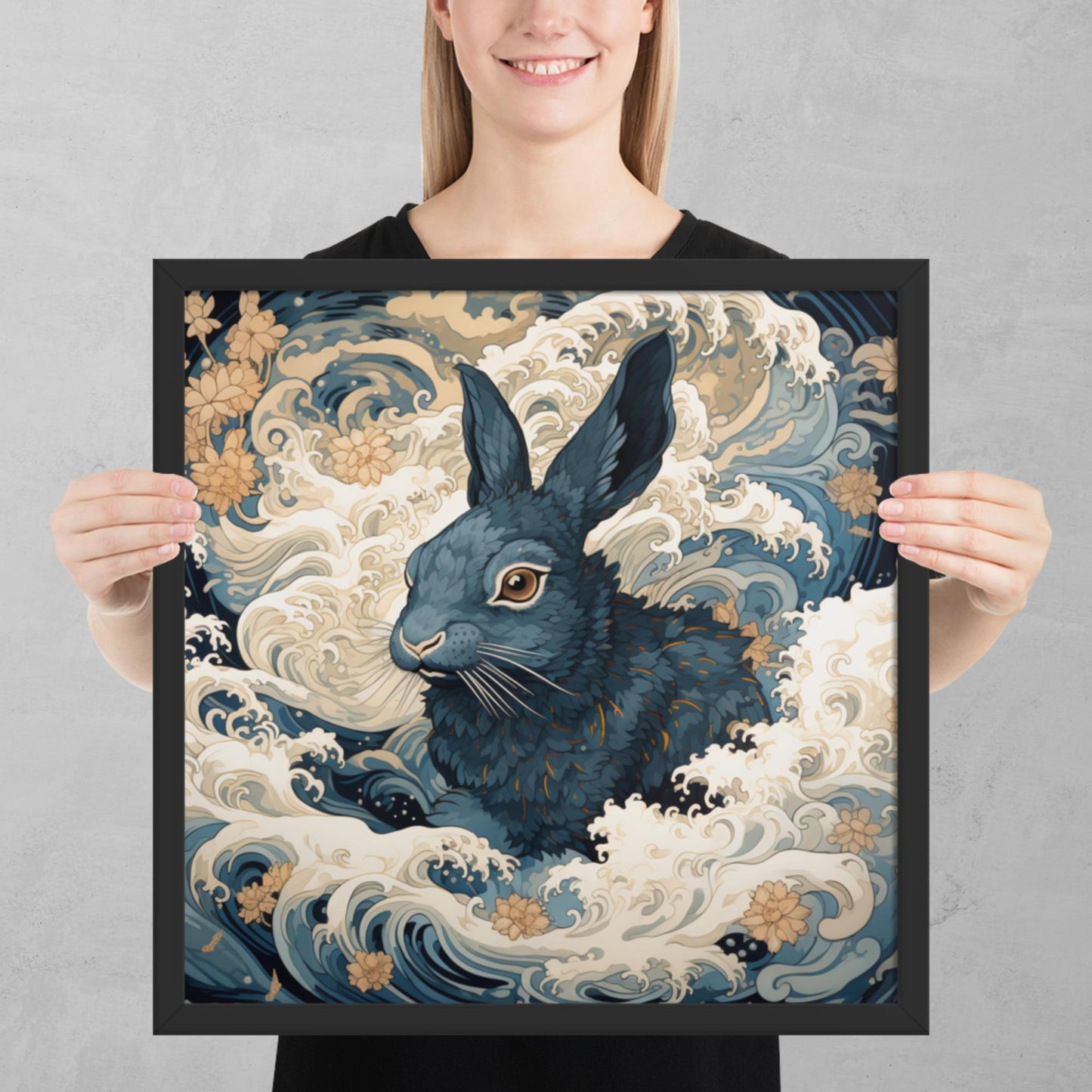 Ukiyo-e Rabbit Framed Poster