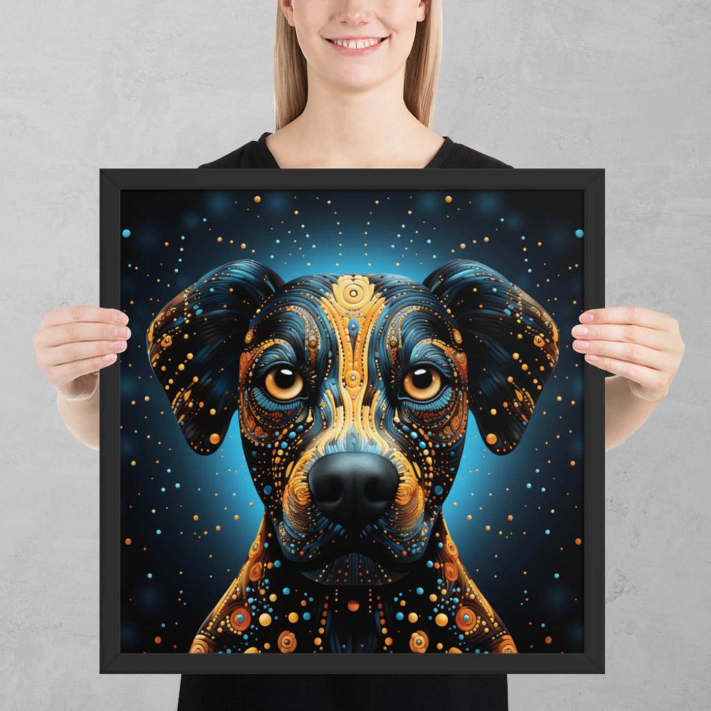 Dot Art Dog Framed Poster