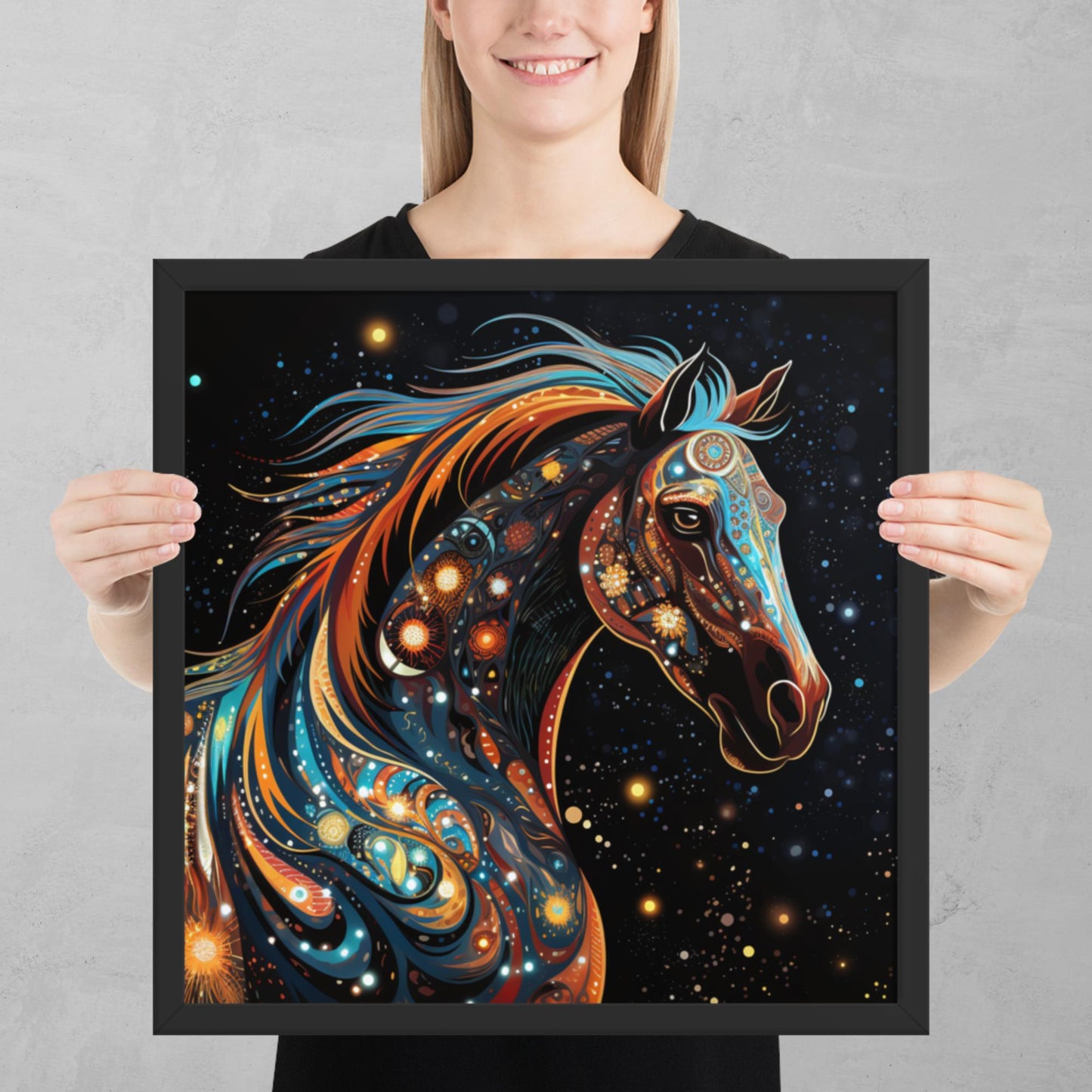 Dot Art Horse Framed Poster