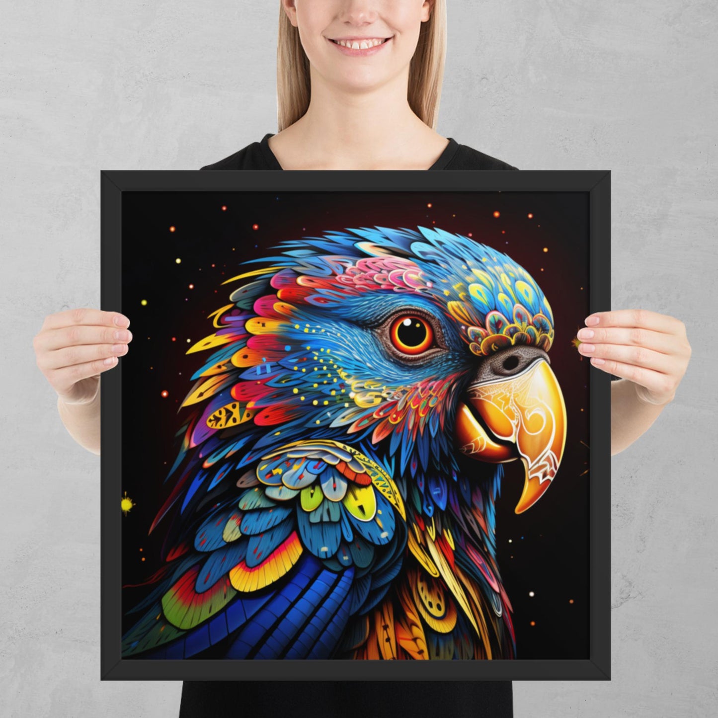 Dot Art Parrot Framed Poster