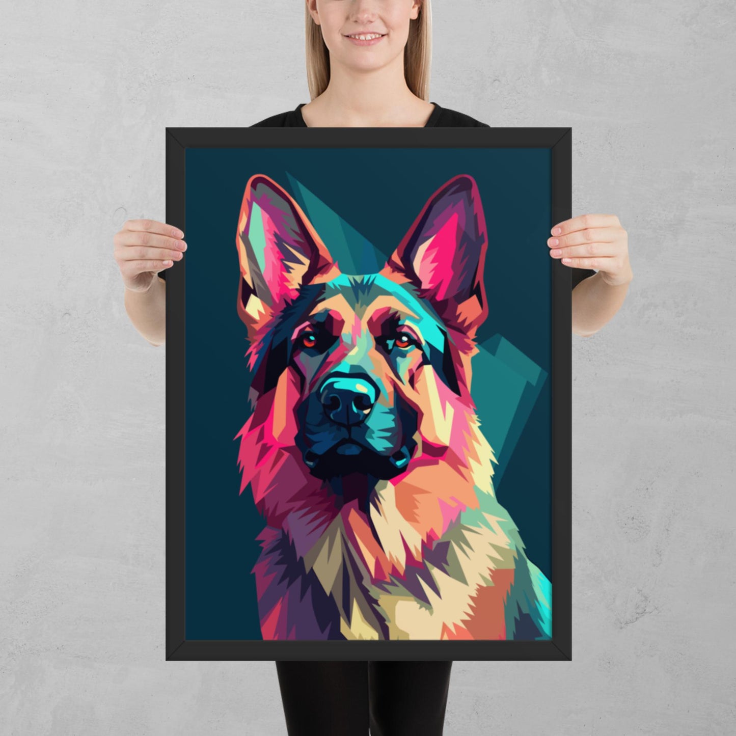 Green and Pink Dog Framed Poster