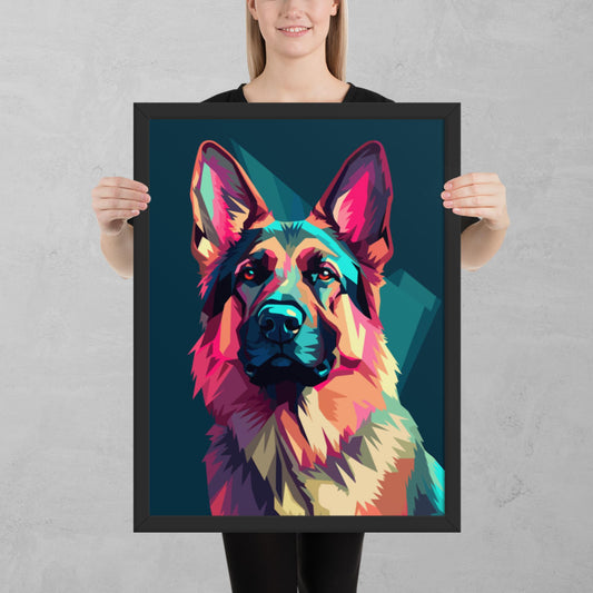 Green and Pink Dog Framed Poster