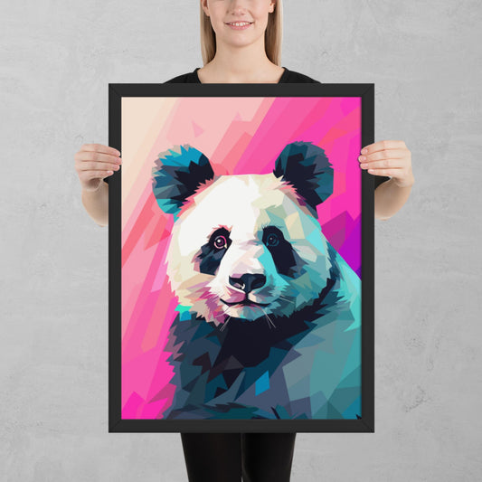 Green and Pink Panda Framed Poster