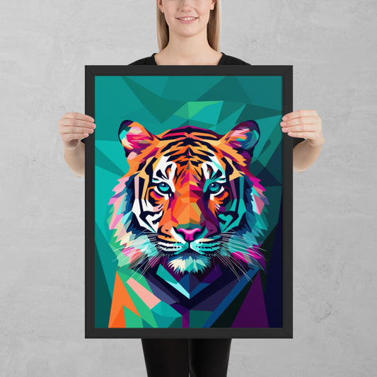 Green and Pink Tiger Framed Poster