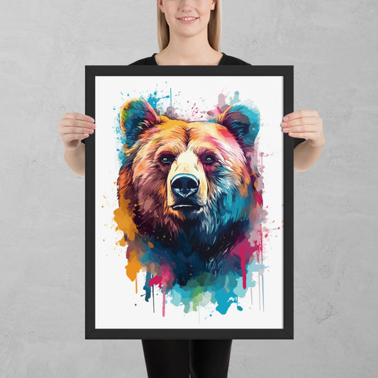 Rainbow Paint Bear Framed Poster