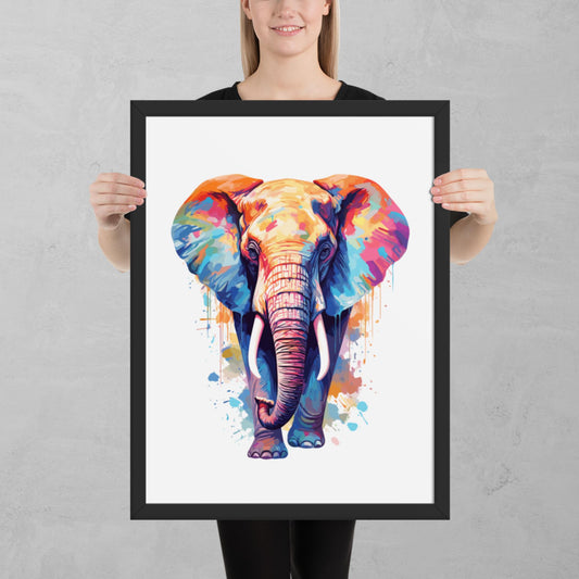 Rainbow Paint Elephant Framed Poster