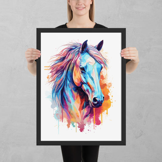 Rainbow Paint Horse Framed Poster