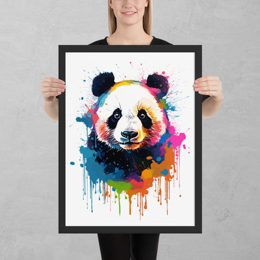 Rainbow Paint Panda Framed Poster