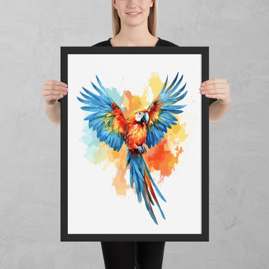 Rainbow Paint Parrot Framed Poster