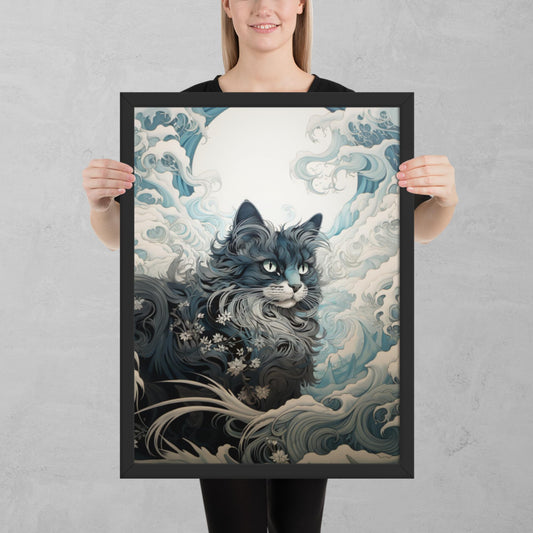 Ukiyo-e Cat Framed Poster